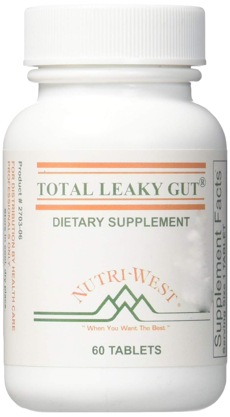Nutri-West Total Leaky Gut bottle front showing label for easy daily use.