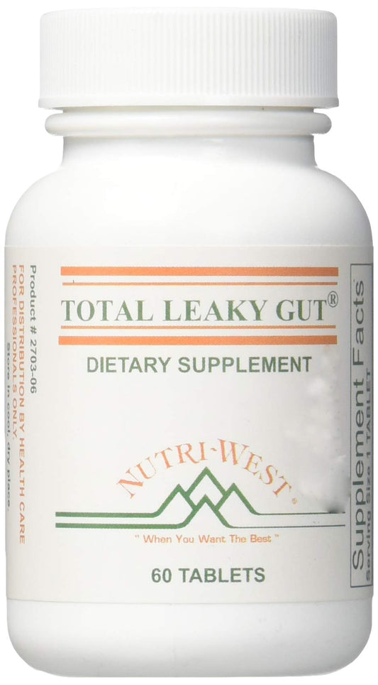 Nutri-West Total Leaky Gut bottle front showing label for easy daily use.