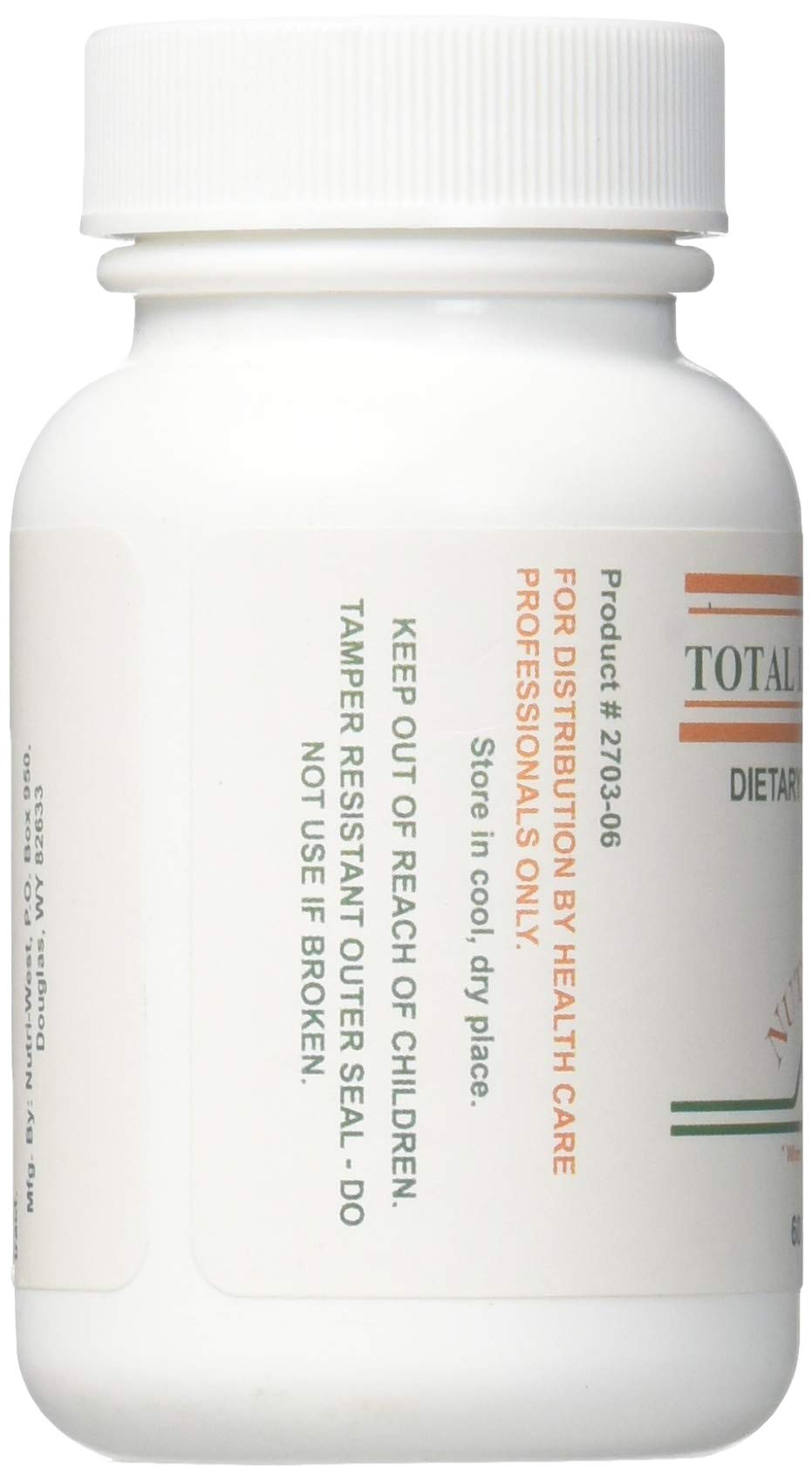 Close-up of Nutri-West Total Leaky Gut label showing dosage details.