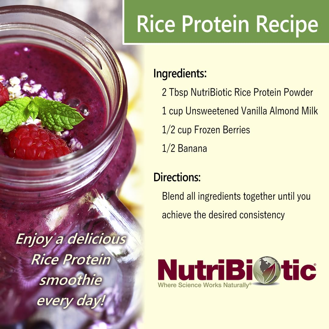 NutriBiotic Vanilla Rice Protein powder close-up highlighting smooth texture for easy mixing