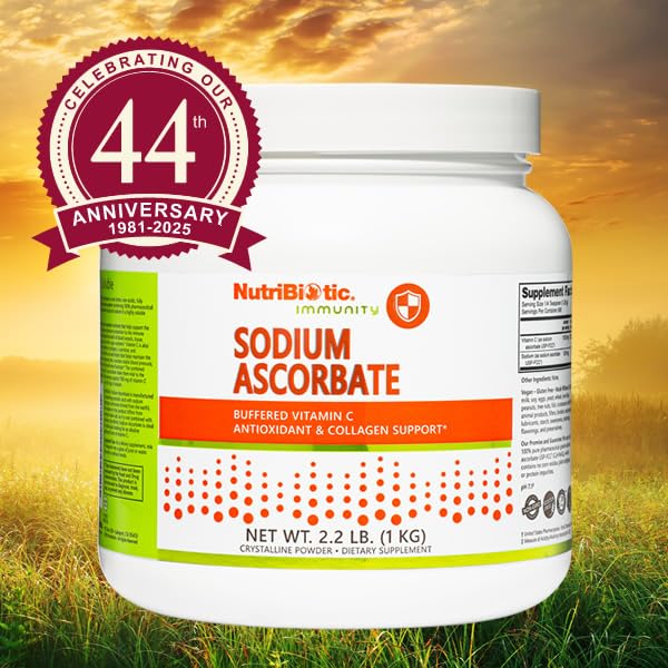 NutriBiotic sodium ascorbate packaging emphasizes non-acidic vitamin C.