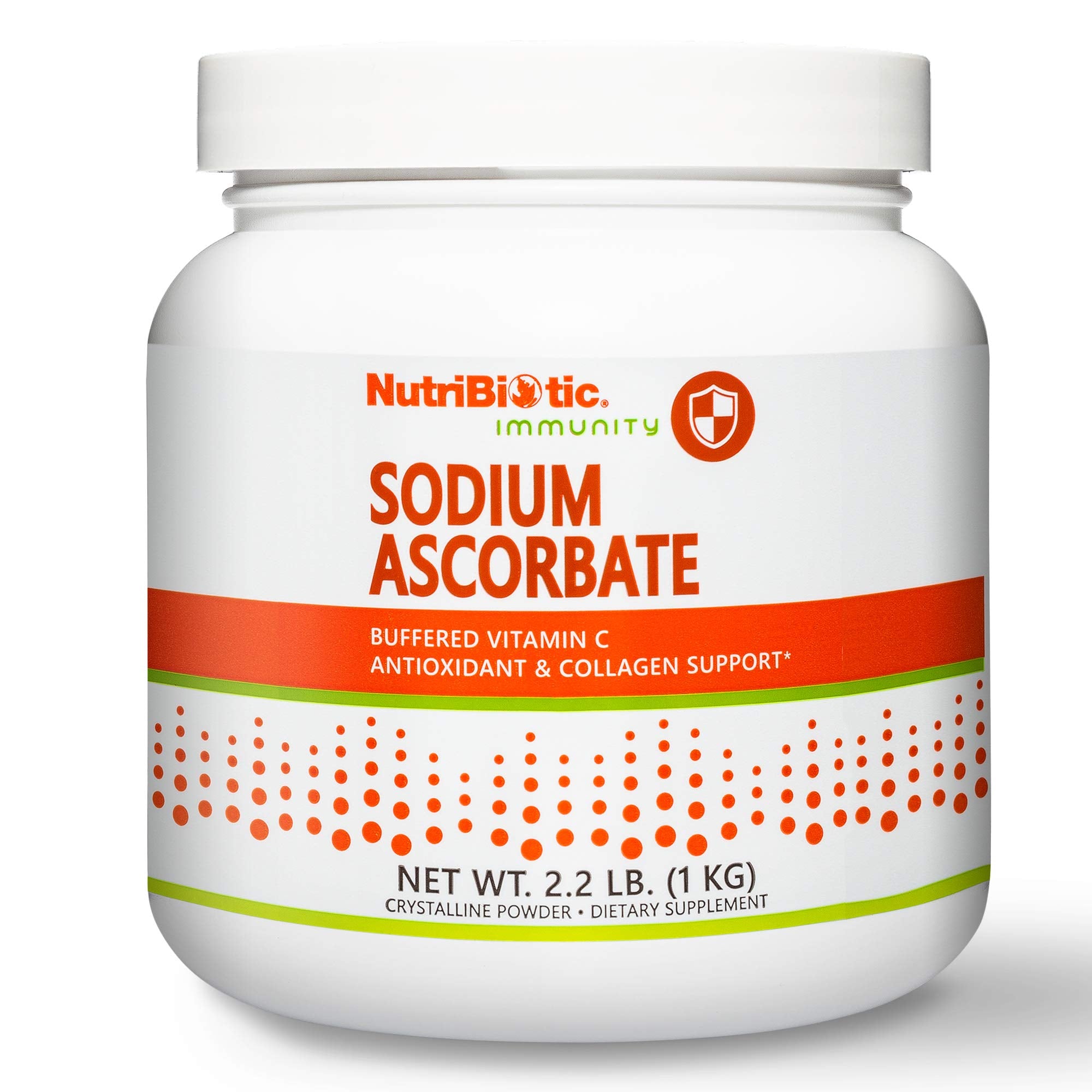 NutriBiotic Sodium Ascorbate powder bottle for easy daily immune support.