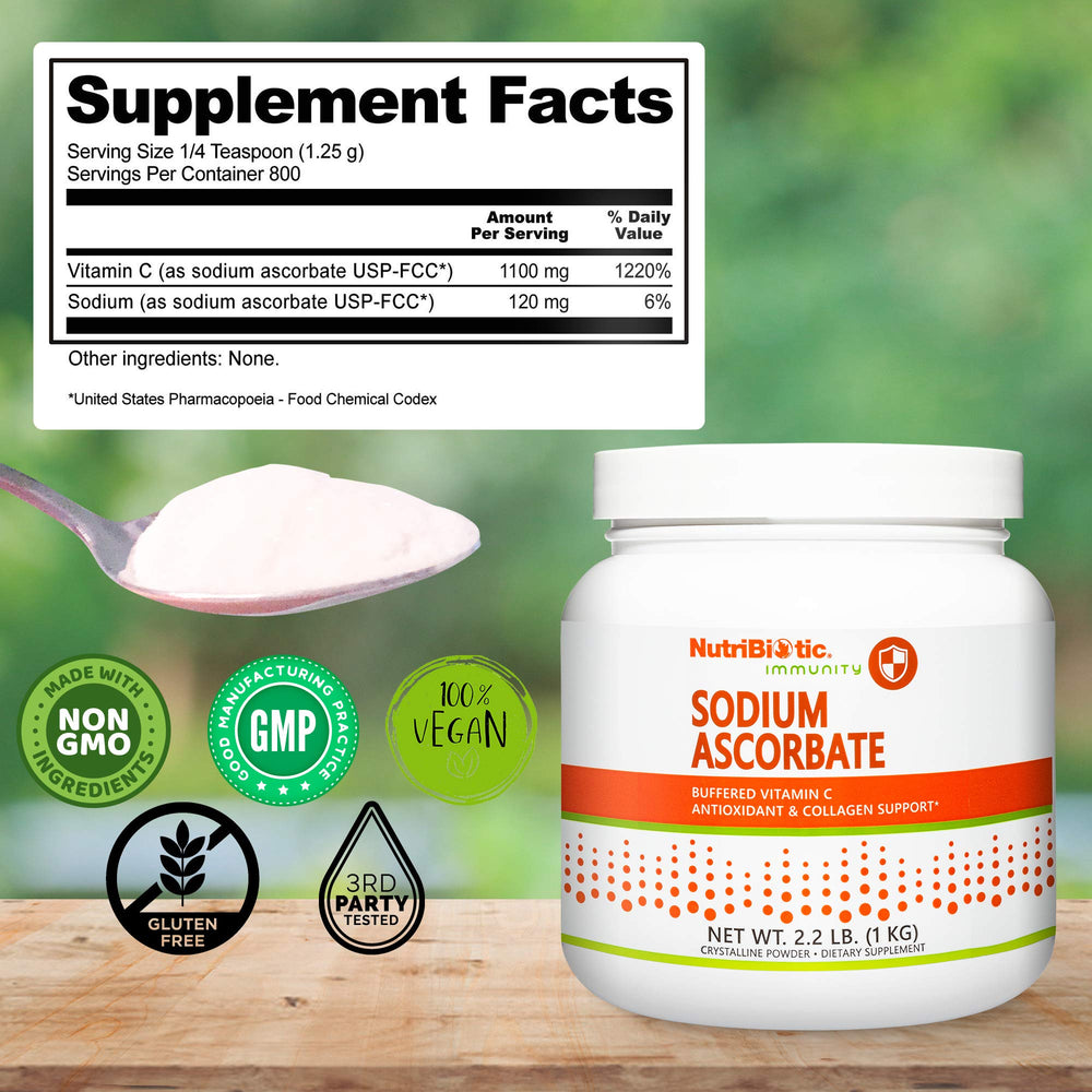 NutriBiotic sodium ascorbate powder blended into a smoothie.
