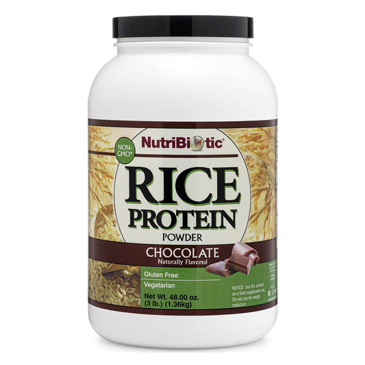 NutriBiotic Chocolate Rice Protein packaging highlights clean labeling for convenient plant-based nutrition