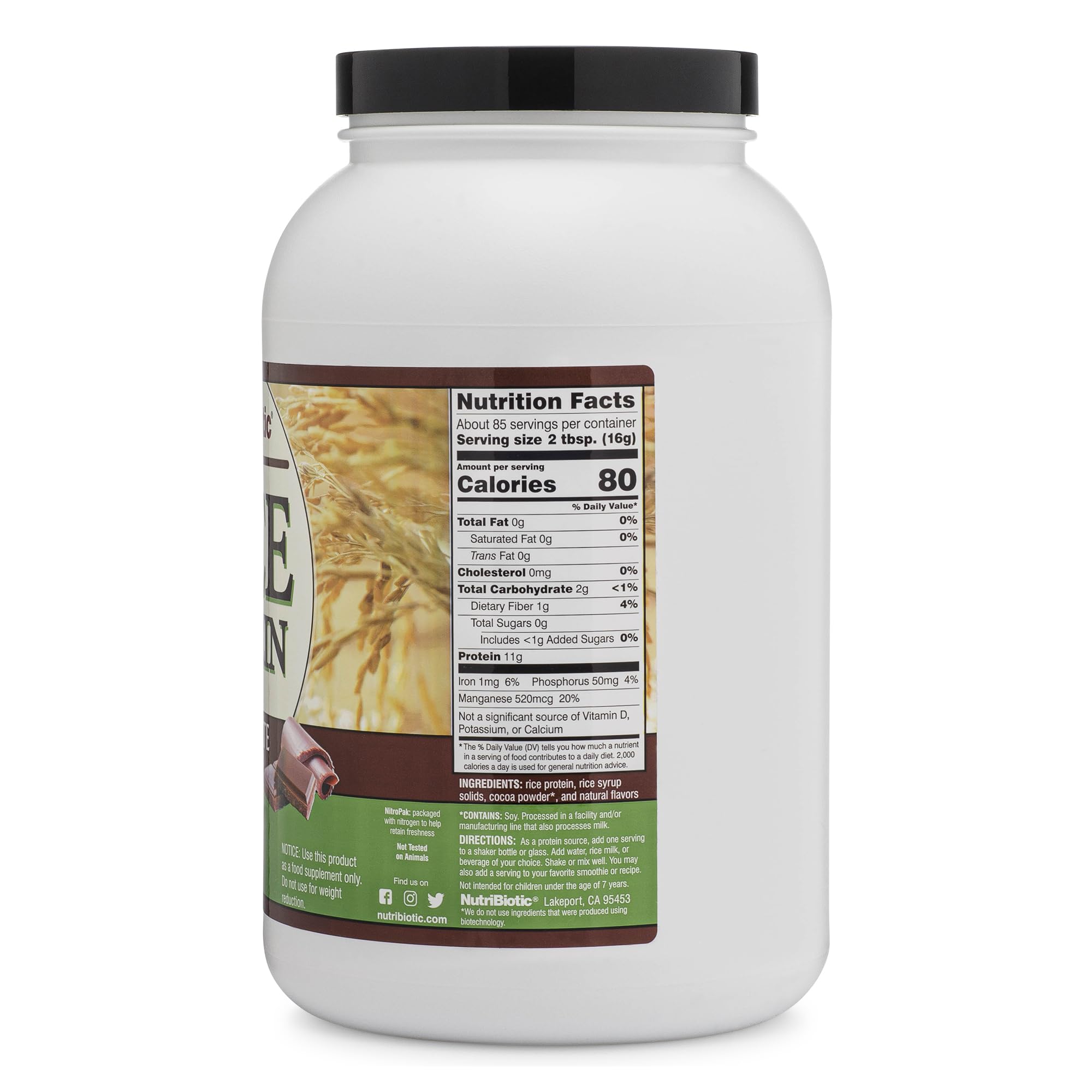 NutriBiotic Chocolate Rice Protein shake ready to mix anytime
