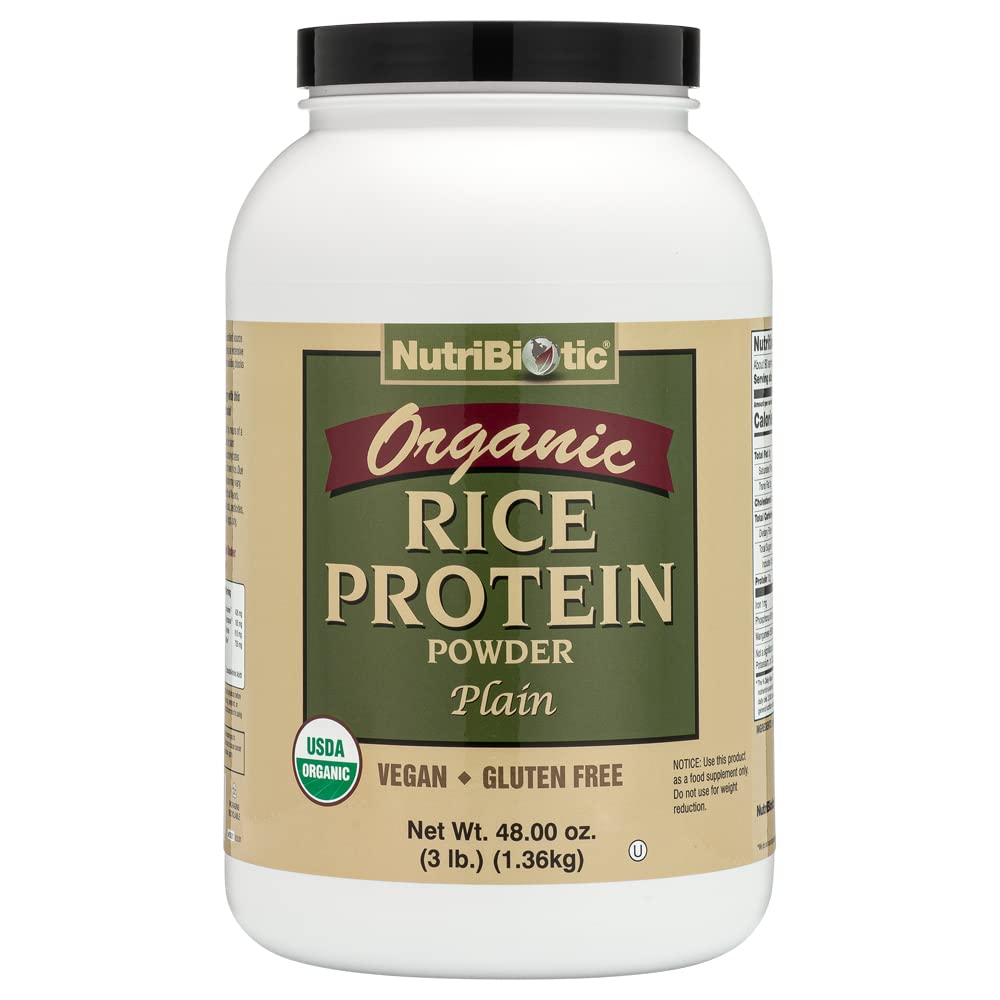 NutriBiotic rice protein bag with plain powder for shakes and meals