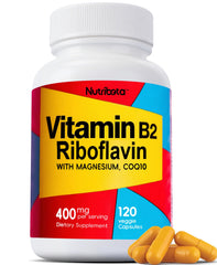 Nutribota B2 bottle highlighting riboflavin 400mg for energy support