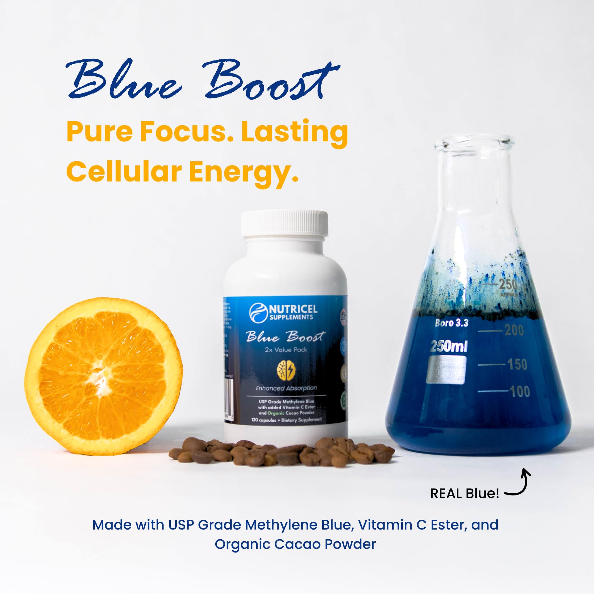 Nutricel Methylene Blue capsules produced in a USA-based GMP facility