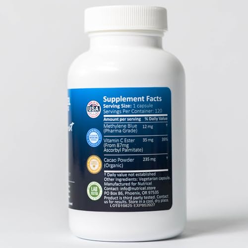 Nutricel Methylene Blue with Vitamin C Ester and cacao as clean excipients