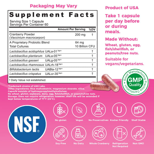 Close-up of NutriFlora-Pro capsules demonstrates easy daily use for gut and vaginal balance