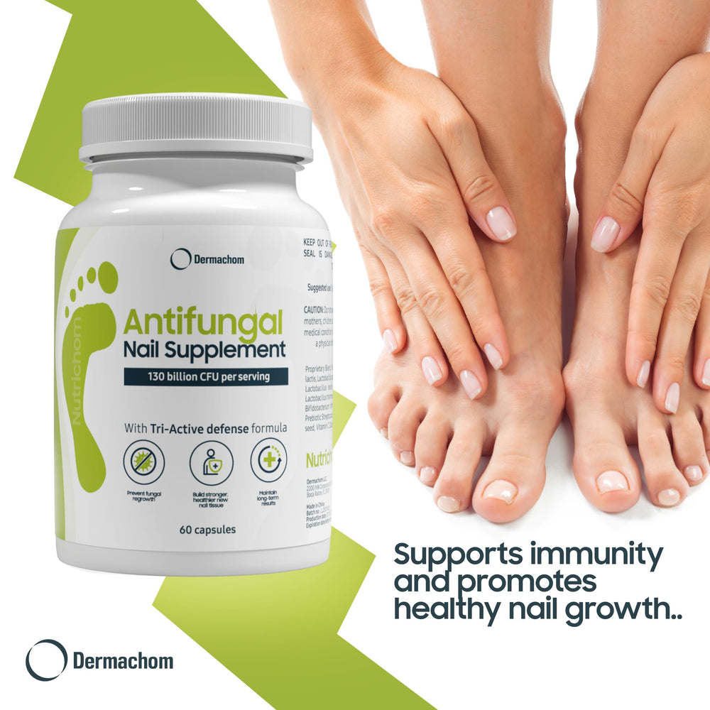 Nutrichom bottle side label details ingredients and quality guarantees.