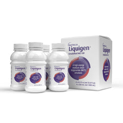 Nutricia Liquigen emulsified MCT oil bottle ready for blending into beverages