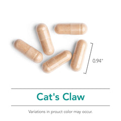 Nutricology Cats Claw bottle on shelf conveys trusted daily supplement