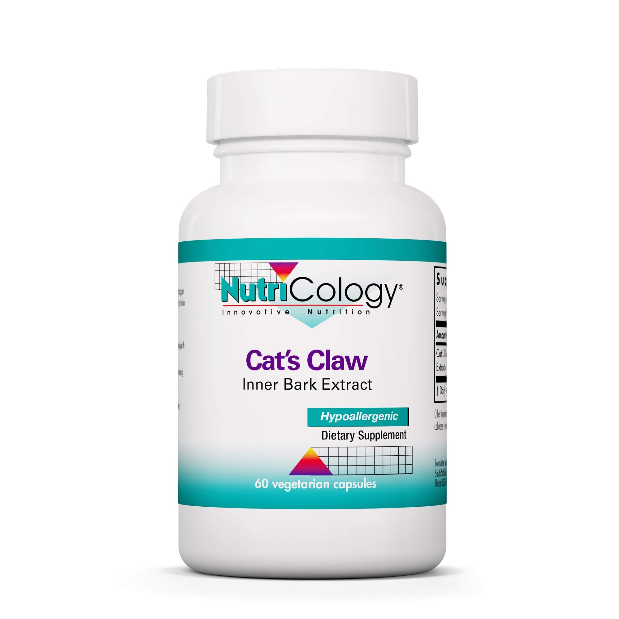 Nutricology Cats Claw inner bark extract bottle shown for daily immune support