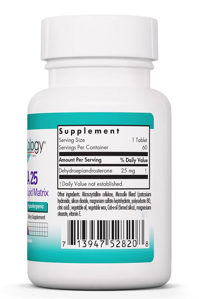 NutriCology DHEA micronized lipid matrix close-up showing small particles