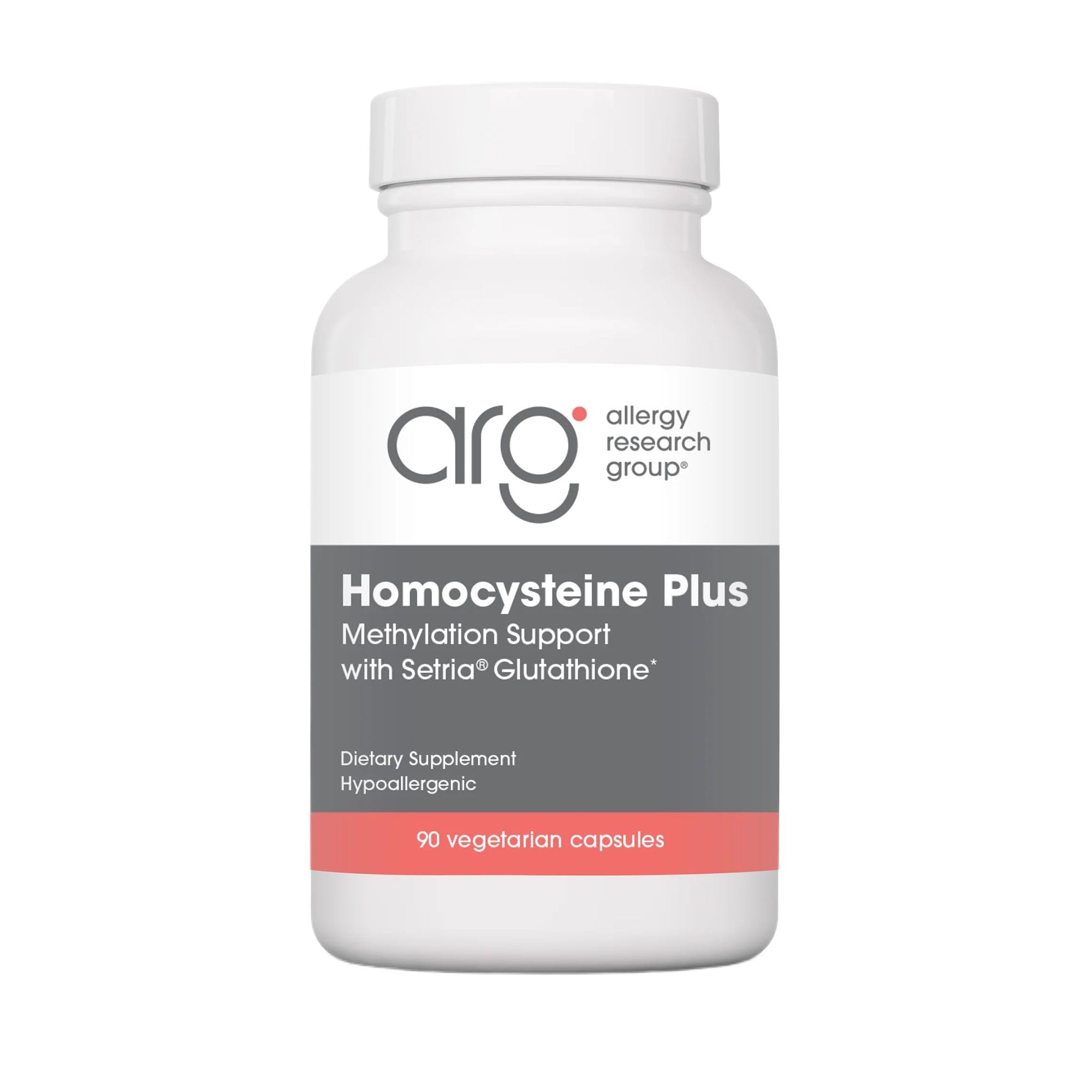 Nutricology Homocysteine Plus bottle with Setria Glutathione showing supplement details