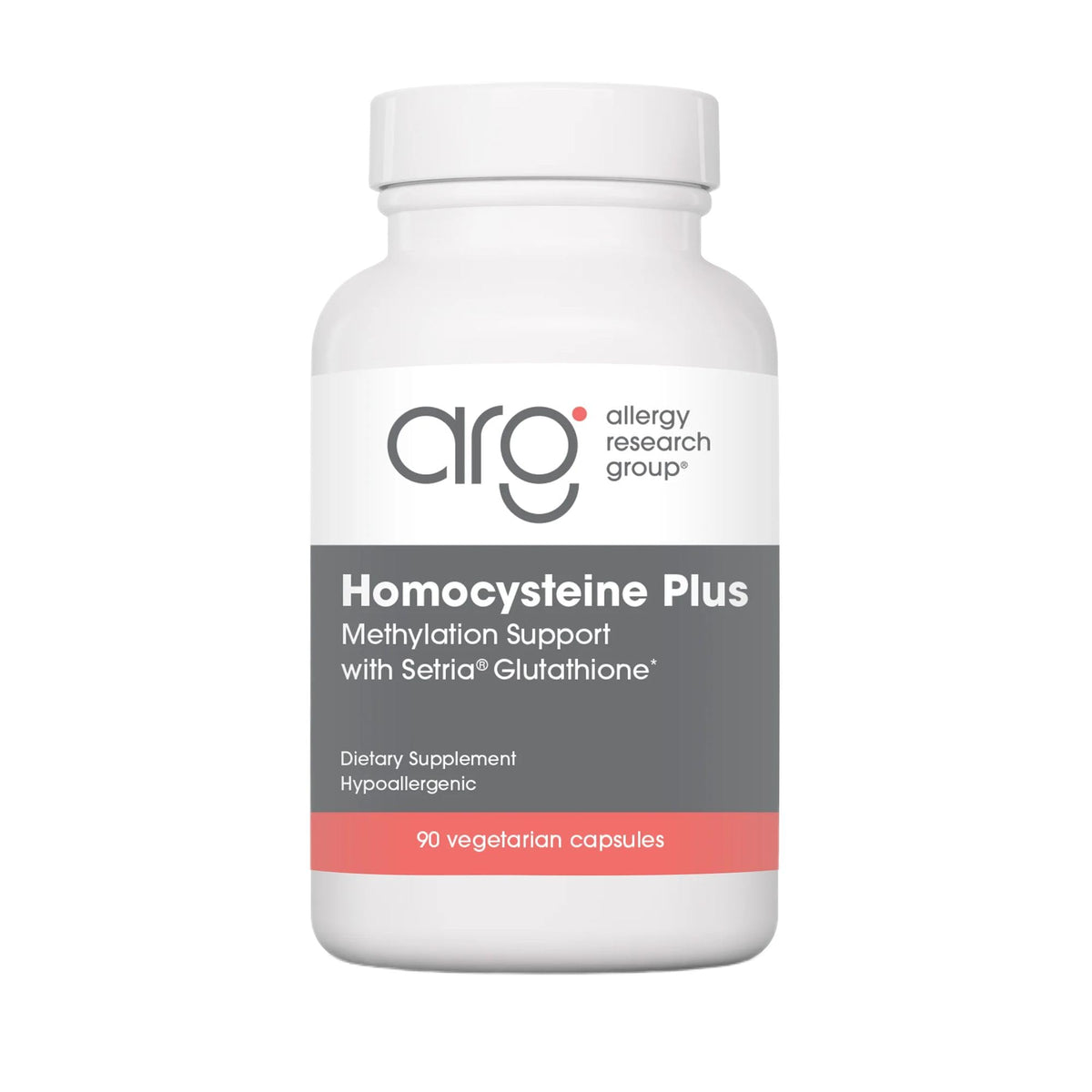 Nutricology Homocysteine Plus bottle with Setria Glutathione showing supplement details