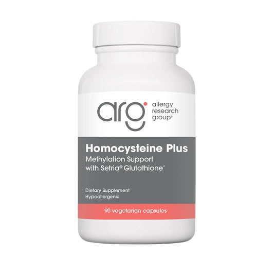 Nutricology Homocysteine Plus bottle with Setria Glutathione showing supplement details