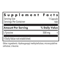 Nutricology L-Tyrosine capsules closeup for easy daily use.
