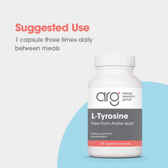 Nutricology L-Tyrosine label detail shows 500 mg potency.