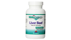 Nutricology Liver Beef VegiCaps bottle front view for daily convenience.