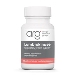 Nutricology Lumbrokinase bottle with delayed-release capsules for circulatory support.