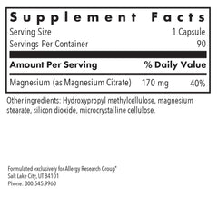 Nutricology Magnesium Citrate capsules close-up showing capsule texture.
