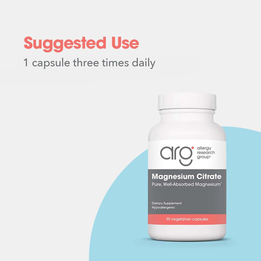 Nutricology Magnesium Citrate label close-up with dosage details.