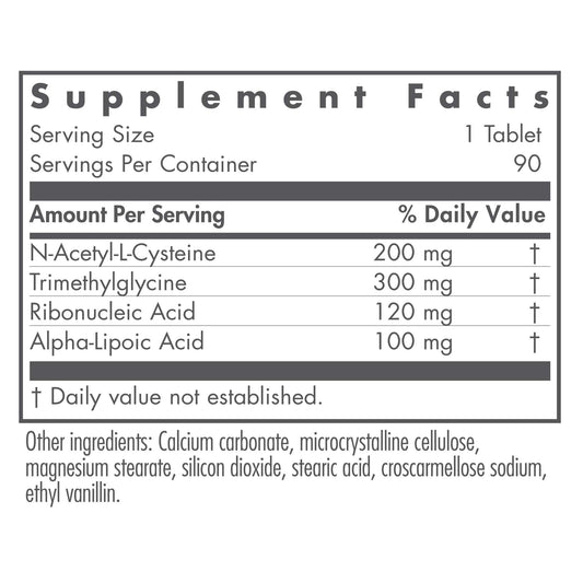 Nutricology NAC enhanced tablets closeup showing tablet form and pure NAC.