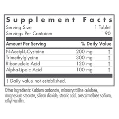 Nutricology NAC enhanced tablets closeup showing tablet form and pure NAC.