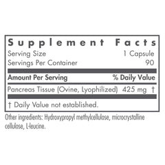 Nutricology Pancreas Lamb capsules close-up emphasizing amylase, protease, and lipase support