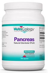 NutriCology Pancreas Natural Glandular bottle label closeup shows trusted quality.
