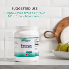 NutriCology Pancreas Natural Glandular purity seal highlights allergen-free formulation.