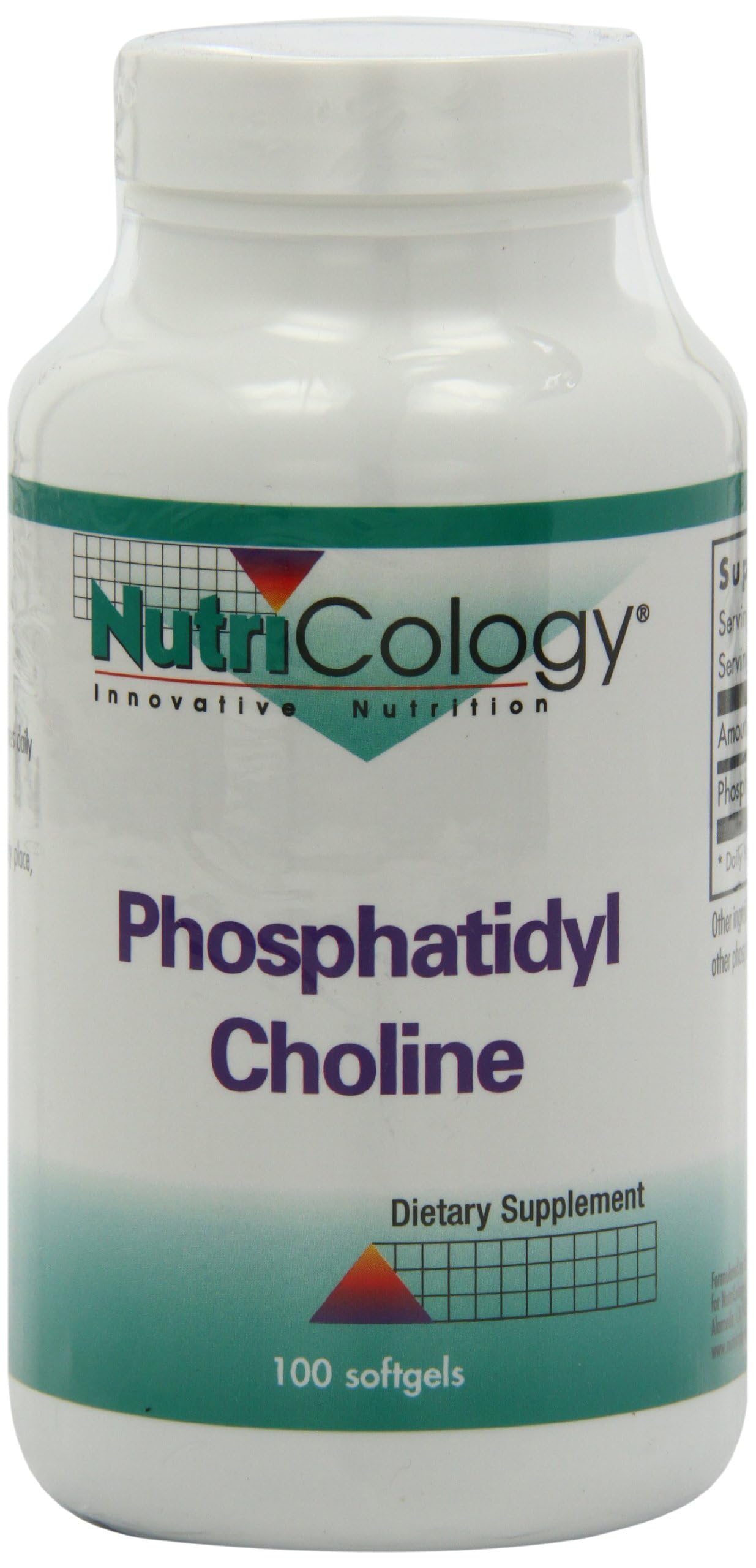 Nutricology phosphatidylcholine bottle on shelf suggests routine wellness.