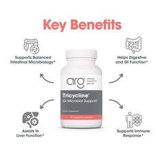 Nutricology Tribiotics bottle top view showcases dosage instructions.