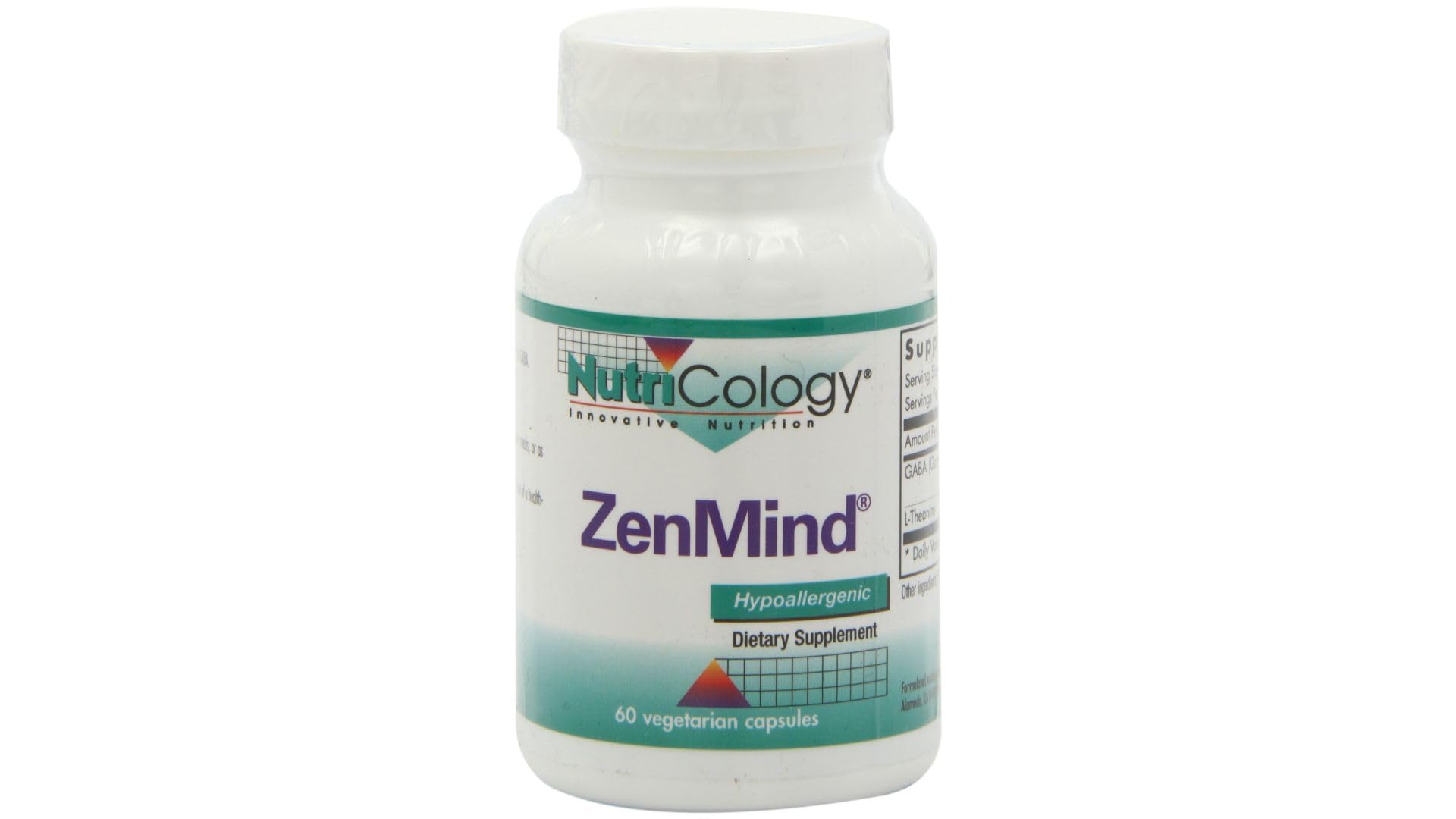 Nutricology ZenMind Supplement – Calmness Support with GABA & L-Theanine | Hypoallergenic, Vegetarian Capsules (60 Count) - Allergy Research Group