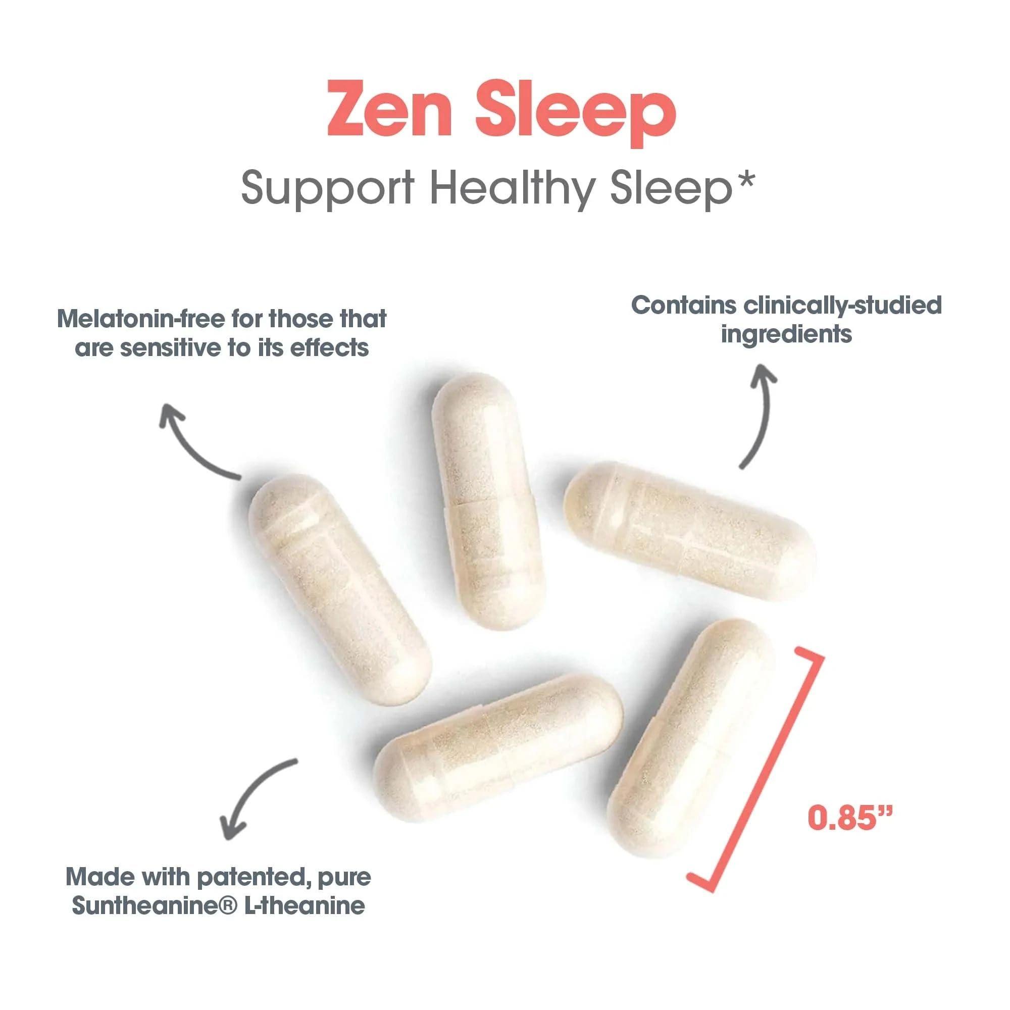ZenMind ingredients highlight GABA and L-Theanine for calm mood.