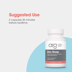 ZenMind label close-up shows hypoallergenic, vegetarian formulation.