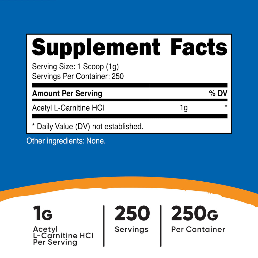 Nutricost Acetyl L-Carnitine scoop included for precise 1 g servings