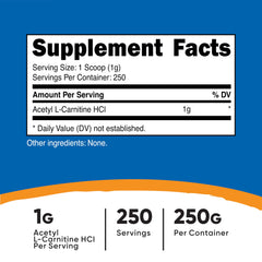 Nutricost Acetyl L-Carnitine scoop included for precise 1 g servings