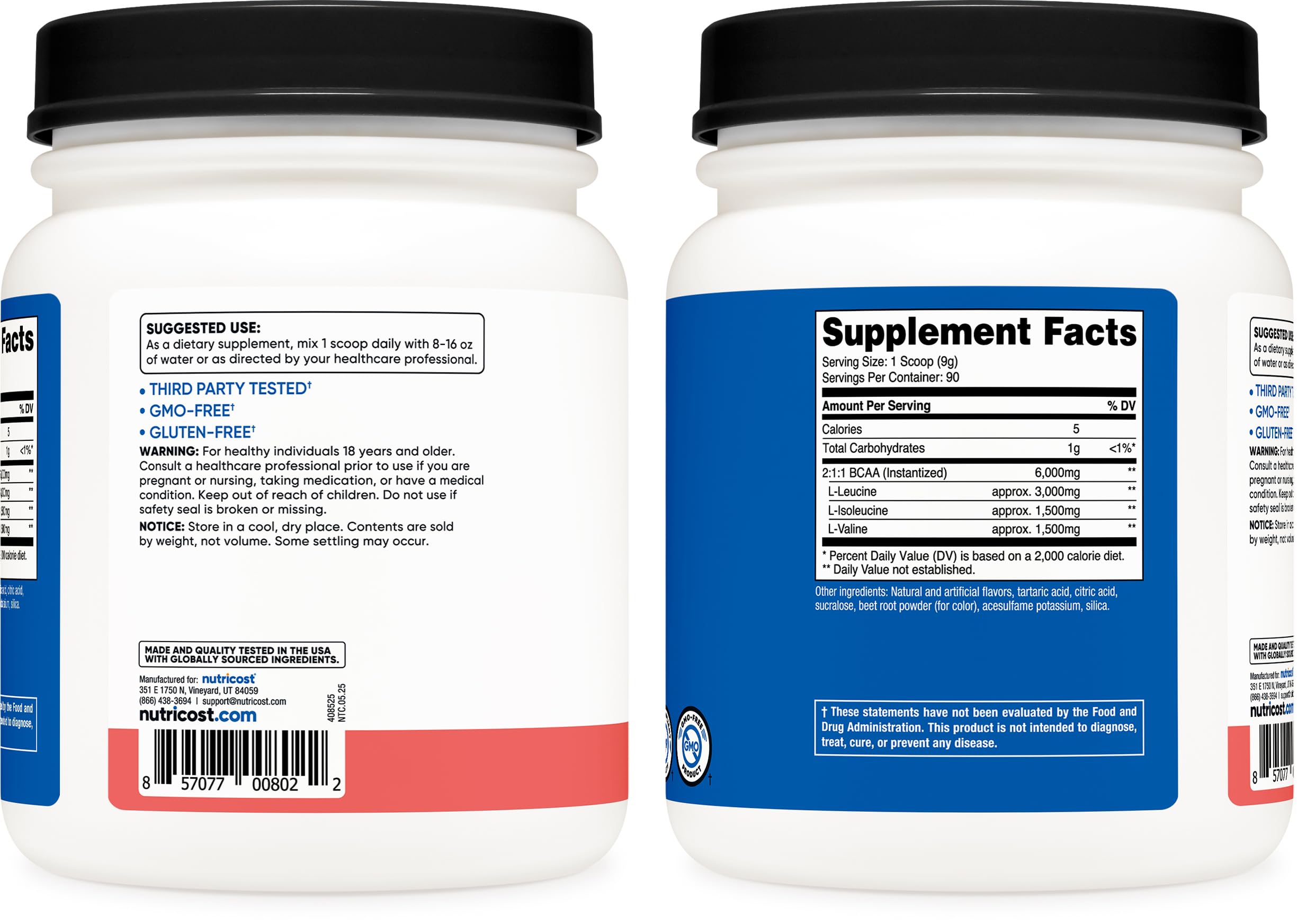 Shaker with Nutricost BCAA powder ready to mix