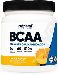 Nutricost BCAA Orange Mango bottle ready for workouts and flavor