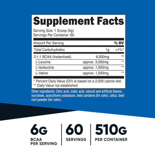Nutricost BCAA Orange Mango scoop included for precise dosing
