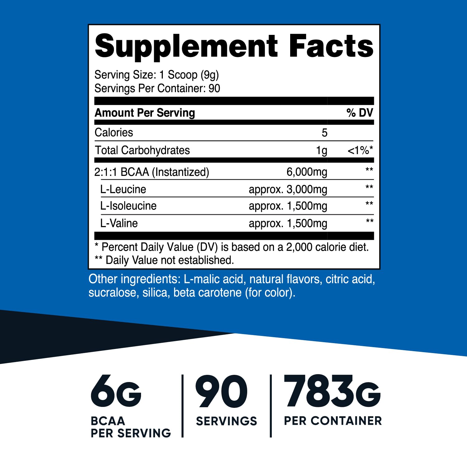 Nutricost BCAA Pineapple label close-up showing 90 servings.