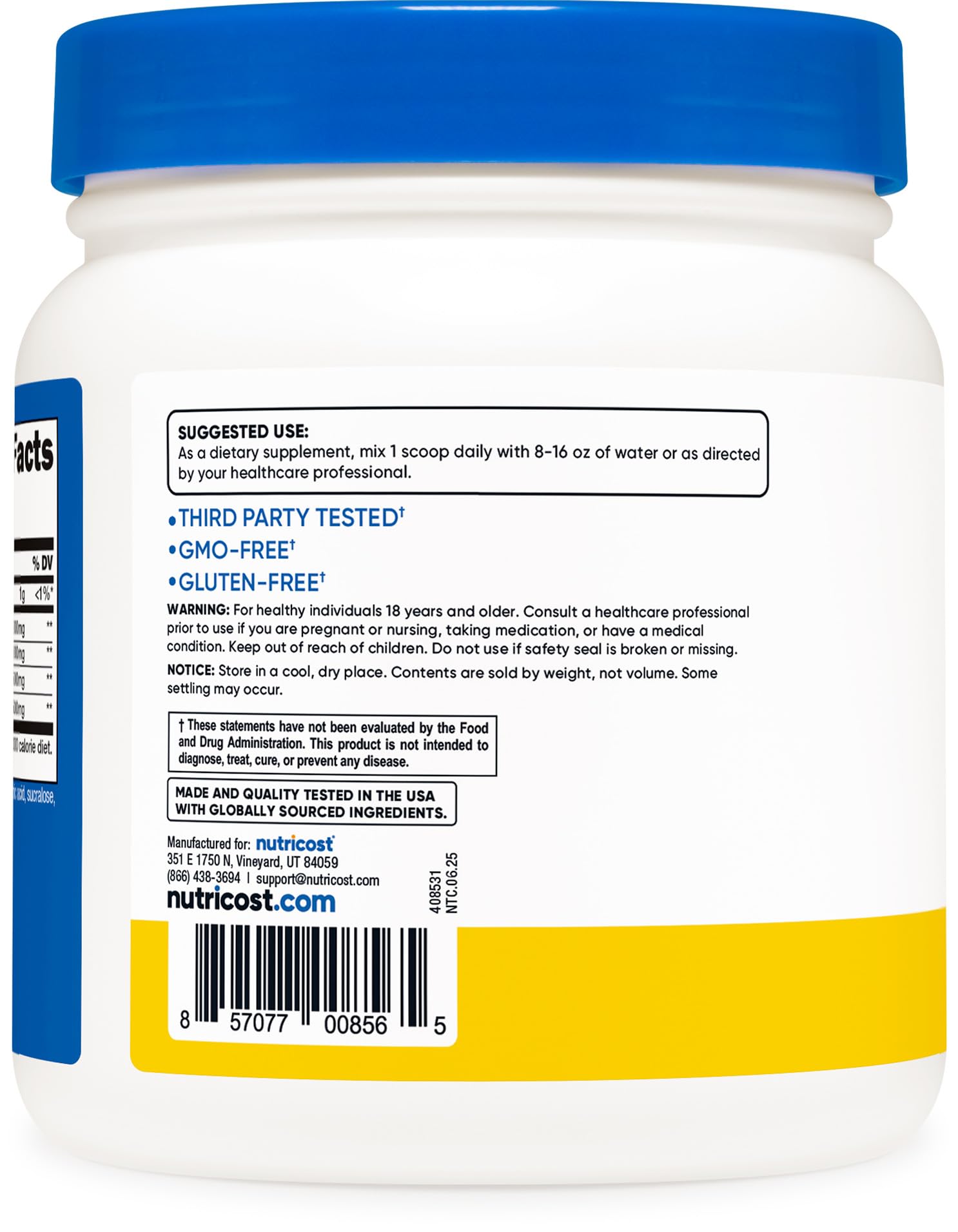 Nutricost BCAA Pineapple serving scoop highlighting 60 servings