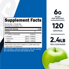 Nutricost BCAA en polvo Manzana Verde en tarro para recuperación y energía.