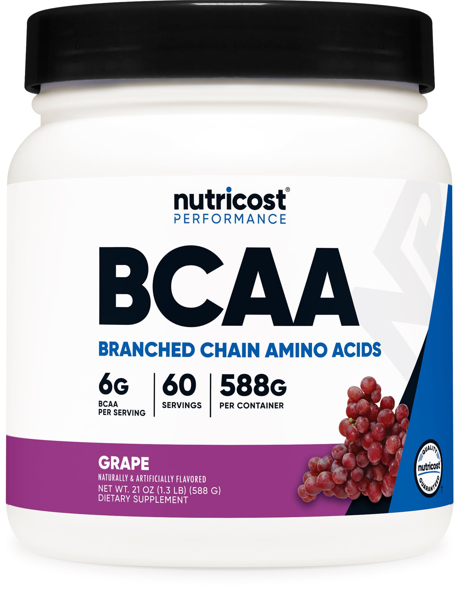 Nutricost BCAA grape bottle ideal for workouts and refreshment.