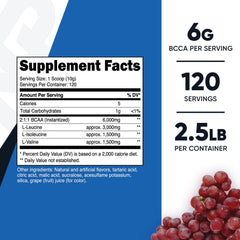 Nutricost BCAA Powder Grape scoop for quick pre-workout mix.