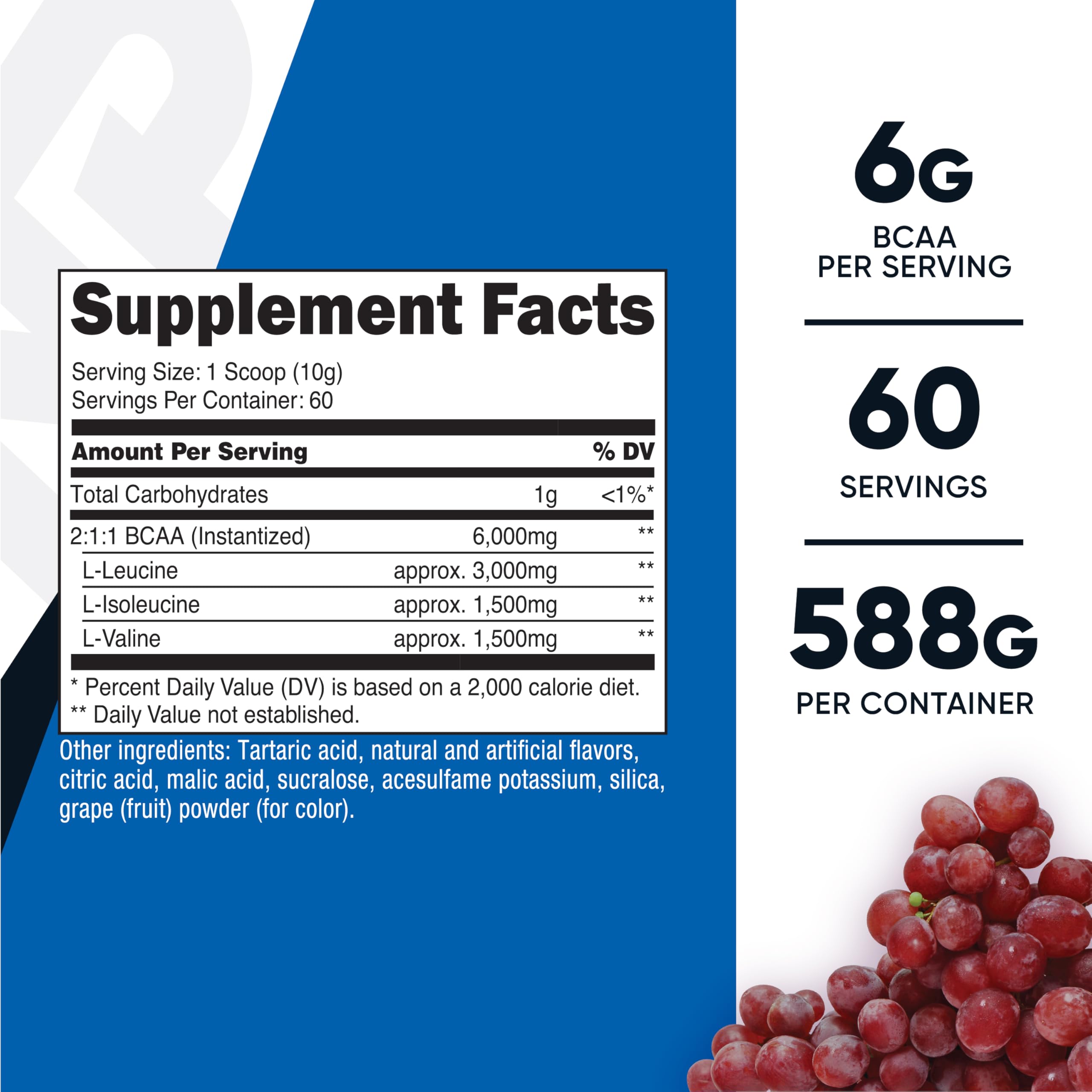 Nutricost BCAA grape scoop for easy, precise dosing.