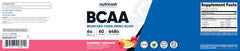 Nutricost BCAA powder raspberry lemonade bottle with scoop for precise gym use